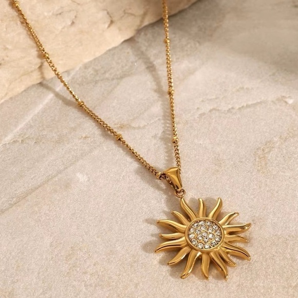 18K Gold Plated Sun Pendant Necklace - Picture 2 of 5